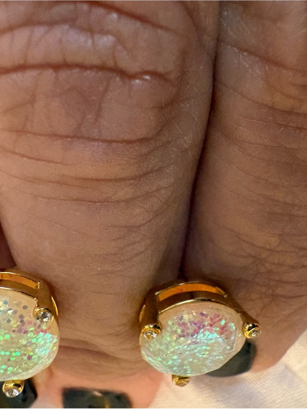 kate spade Gold-Tone Iridescent Druzy Stud Earrings